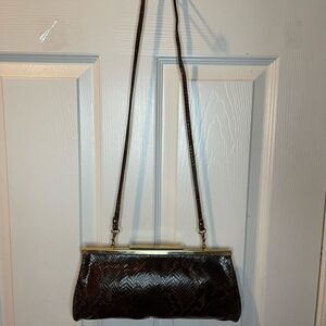 Vintage Tanner made in Italy leather shades of Brown snake skin prints clutch